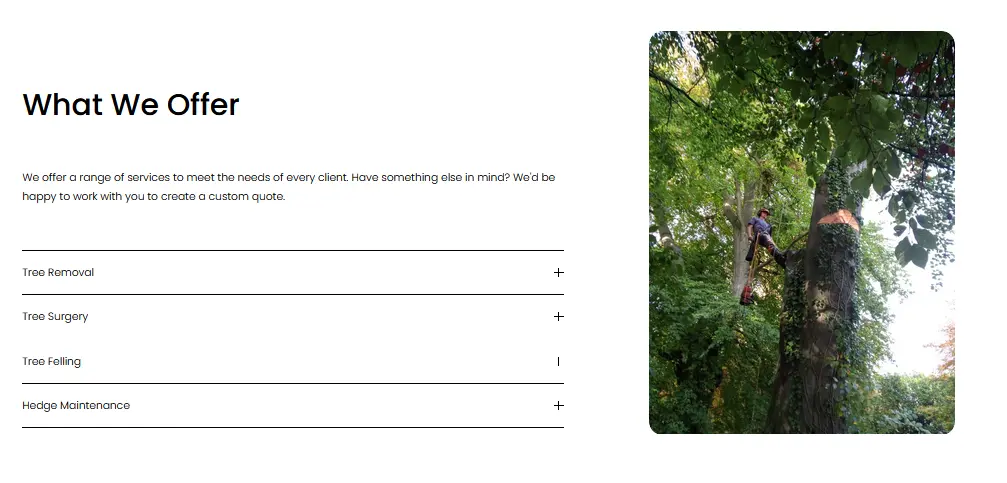 Birdsall Tree Services services page