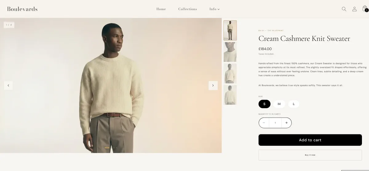 Boulevards product detail page