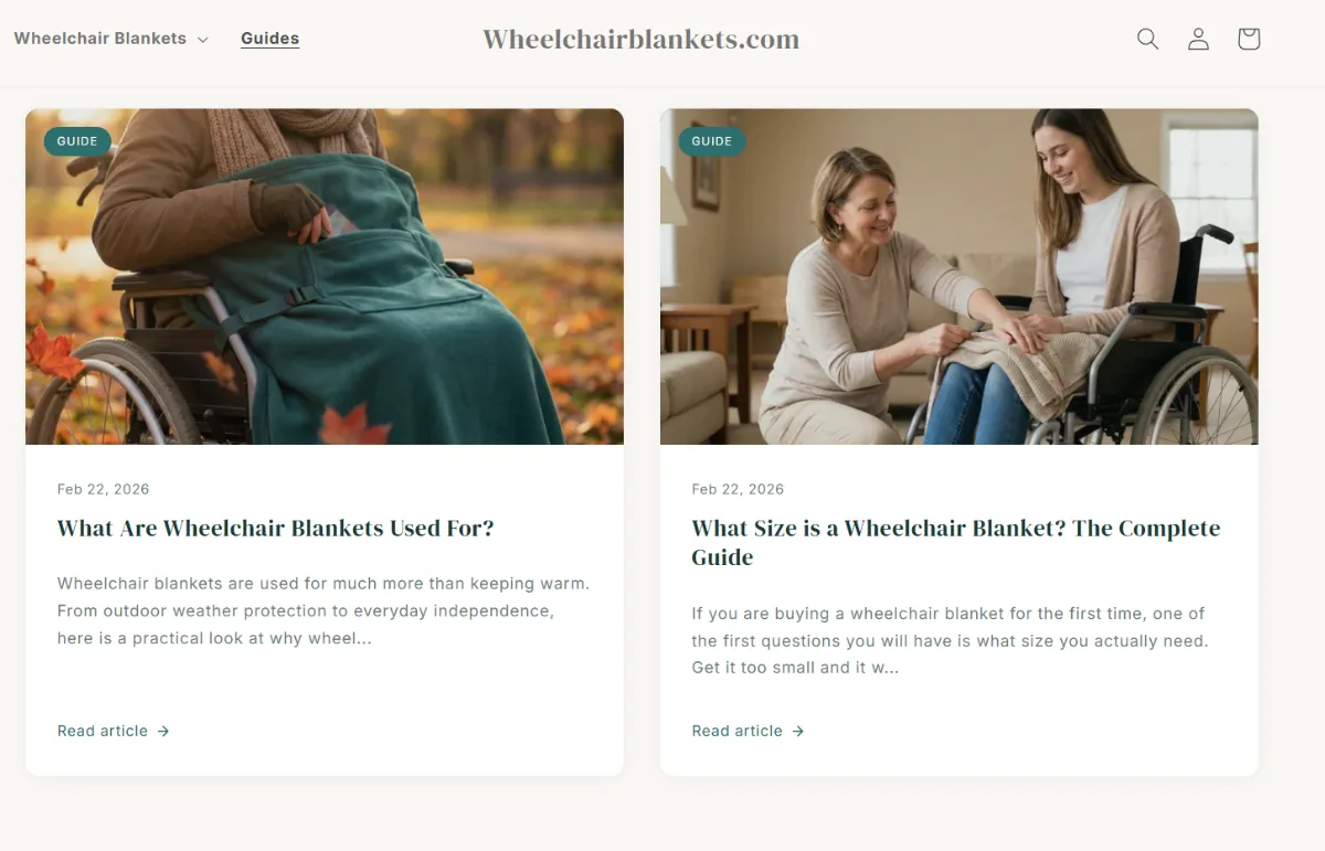 Wheelchairblankets.com buying guides page